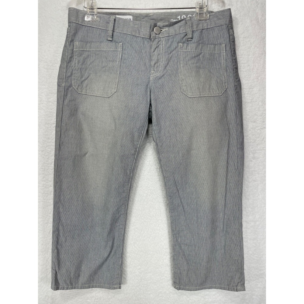 Gap 1969 Women's size 29 / 8 Summer Weight Crop Jeans‎ Micro Stripe Blue